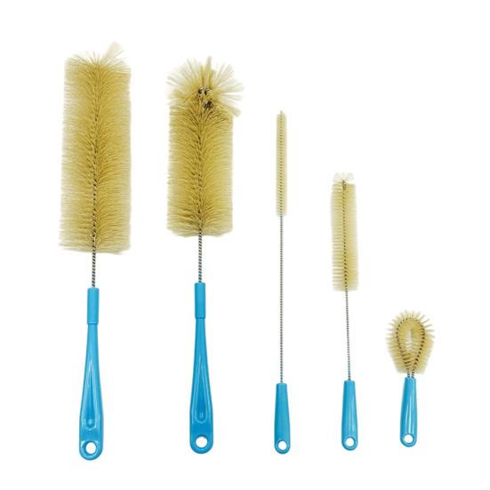 5Pcs/Set Long Handle Bottle Brushes Ergonomic Handle Beer Wine Decanter Bottle Cleaning Scrubber Kit