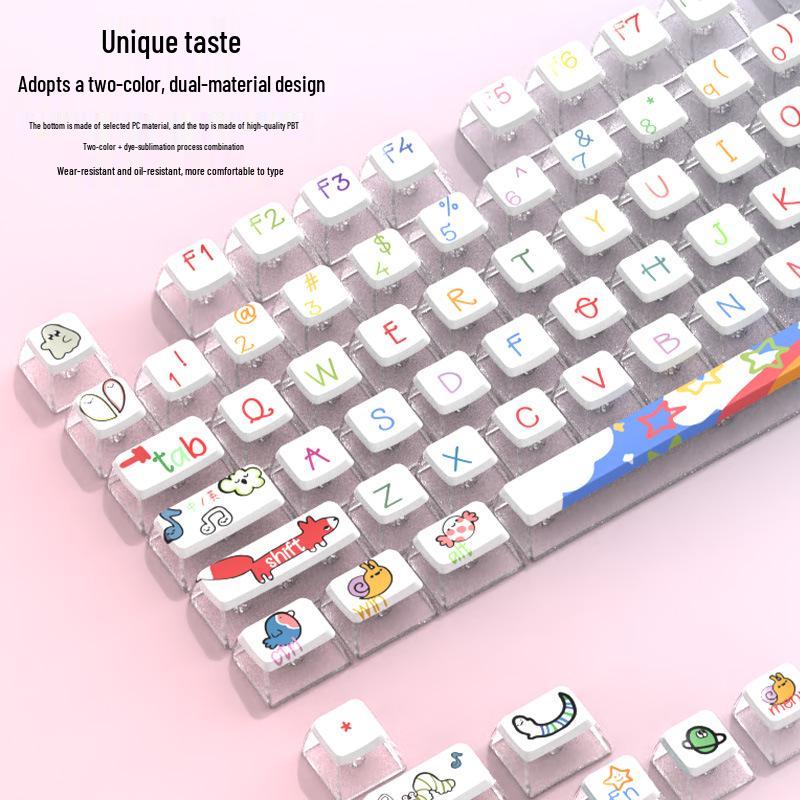 

Animal Party PBT Translucent Keycaps - Double Skin Milk Personalized Cartoon Design for Mechanical Keyboards 38 x 16 x 3 cm