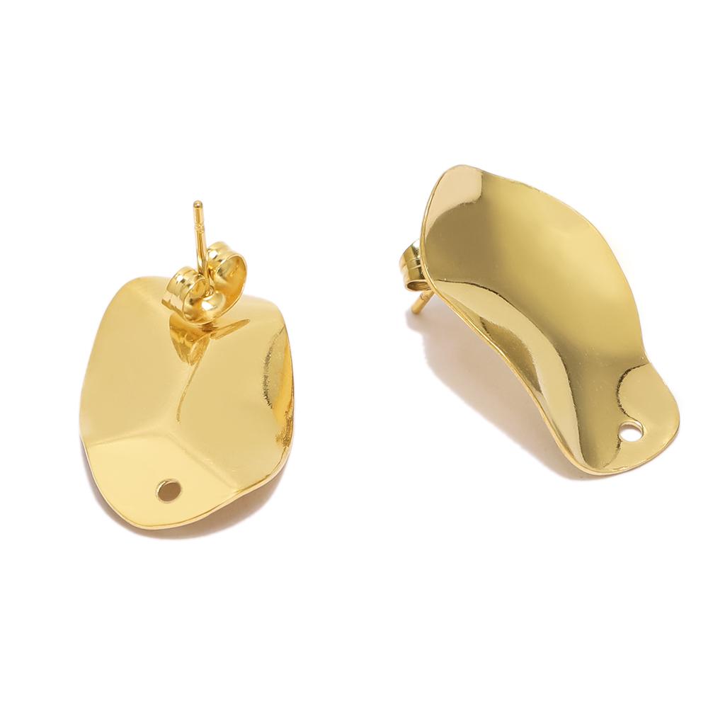 10pcs 18k Gold Stainless Steel Oval Rhombic Stud Posts for DIY Drop Earrings Charms Bulk Supplies Jewelry Making Accessories