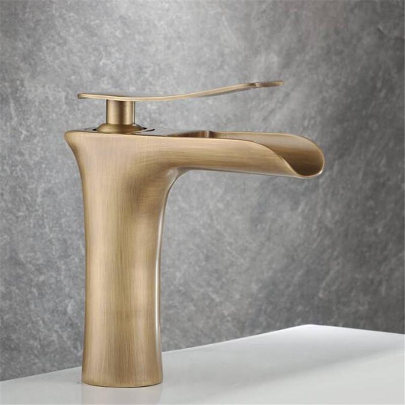 Antique Bronze Bathroom Faucet Basin Faucets Hot & Cold Brass Bathroom Sink Faucet Waterfall Lavotory Faucet Mixer Water Tap