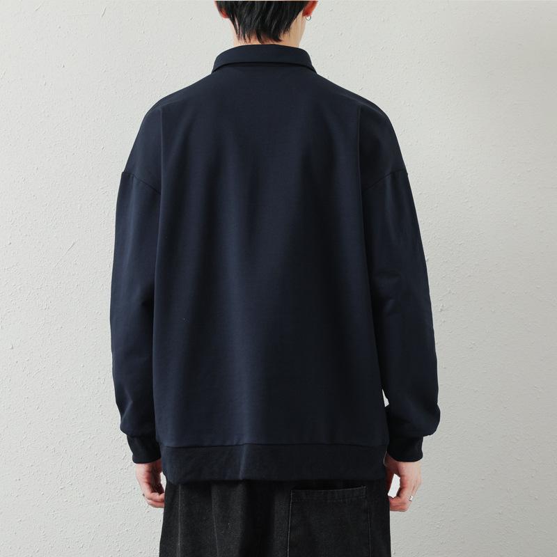 Polo Hoodie Men Spring and Autumn New Lapel Long-sleeved T-shirt Men's Loose Fashion Brand Clothes Fall