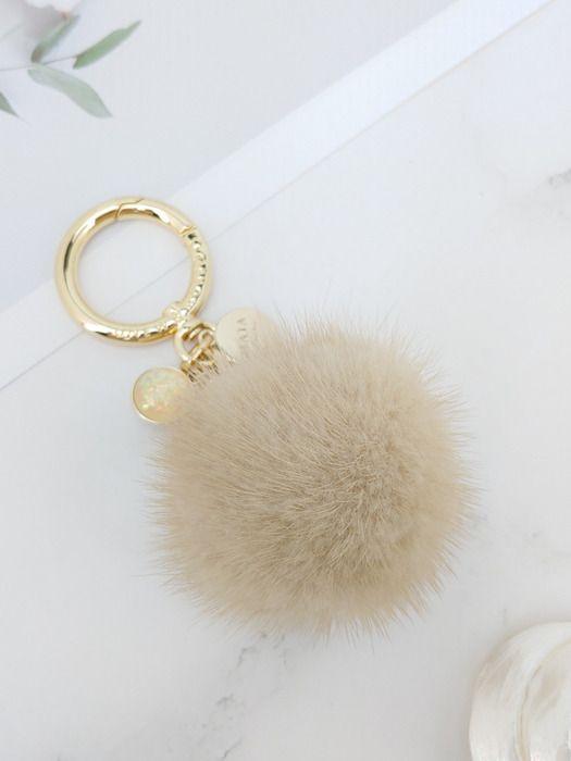 MAIA Mink Fur Keychain & Charm - L Beige
