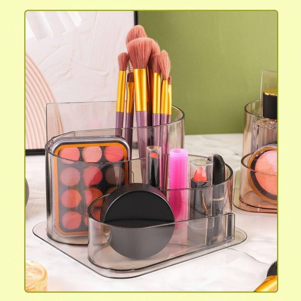 Multifunctional Desktop Cosmetic Storage Box Transparent Plastic Desk Cosmetics Organizer Large Size Stationery Sorting Box