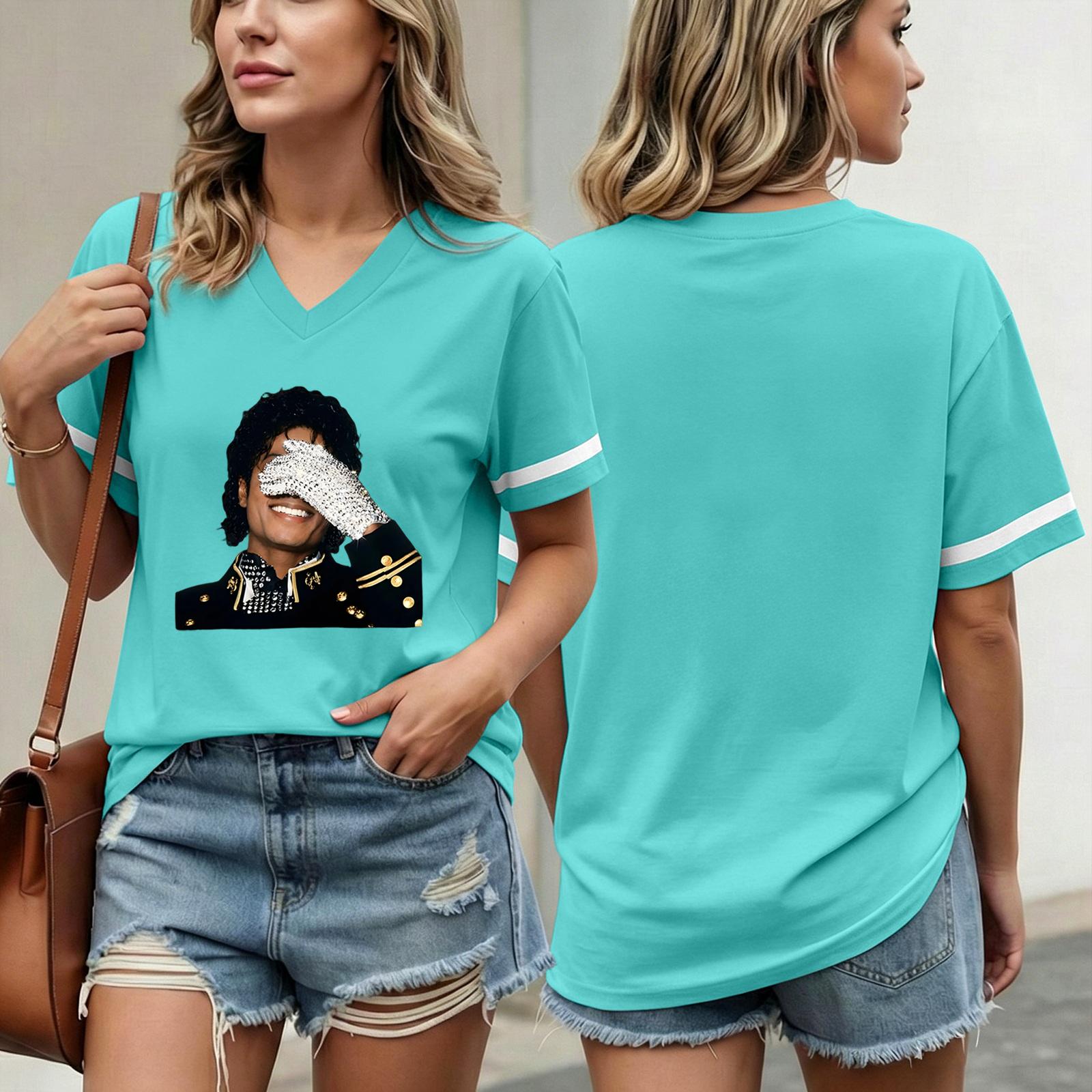 

Women s Casual Short Sleeve V Neck T Shirt with Graphic Print Relaxed Fit Lightweight Top for Everyday Wear XXL циан