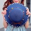 Western Country Style Bohemian Beaded Strap Straw Hat Wide Brim Beach Folding Straw Hats Travel Spring Summer Women's Sun Hat