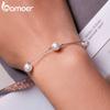 Bamoer Genuine 925 Sterling Silver Simple Shell Bead Drop Earrings for Women & Pearl Bracelet Fine Jewelry Wedding Wear Gift