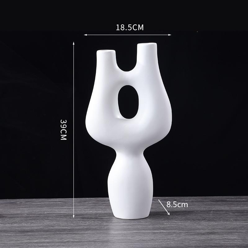 Abstract Art Geometric Ceramic Vase, Black and White Irregular Flower Ware, Living Room, Office, Hall Countertop Decoration