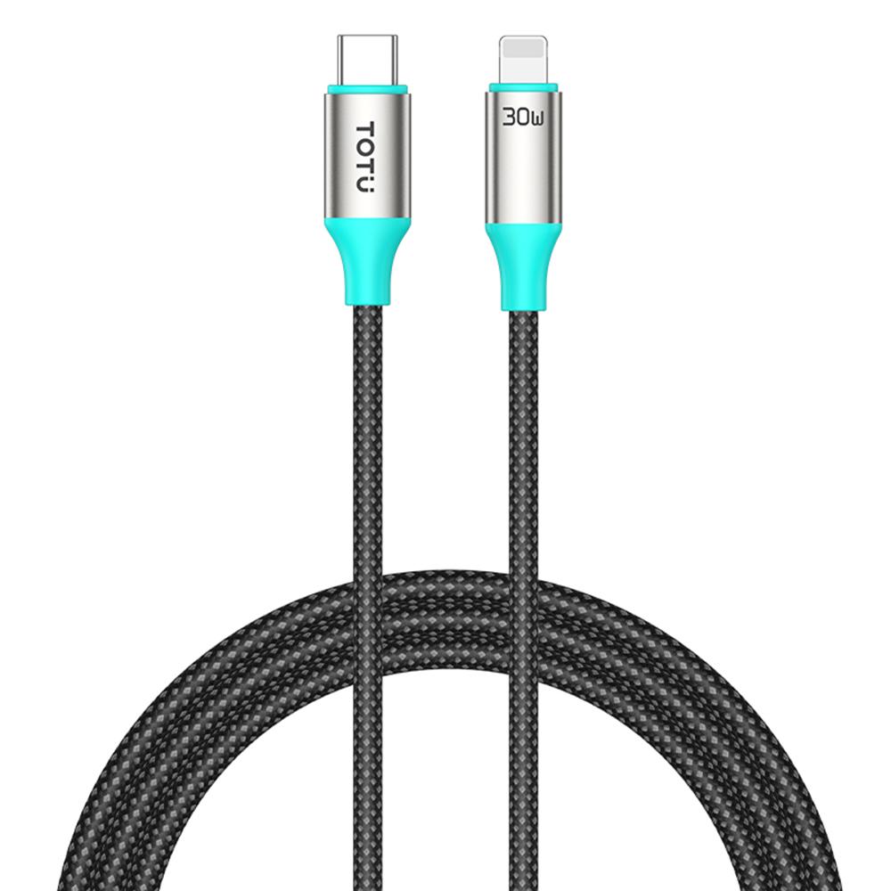 

TOTU CB-21-PD 120cm USB-C to Lightning Braided Cable 30W Charging Data Sync Cord A