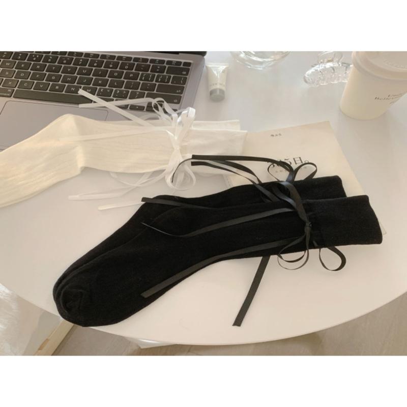 Japanese Style Sweet Waved Mesh Hollow-Out Short Crew Socks Student Girls Cute Lace Up Bowknot Ankle Socks for Womens