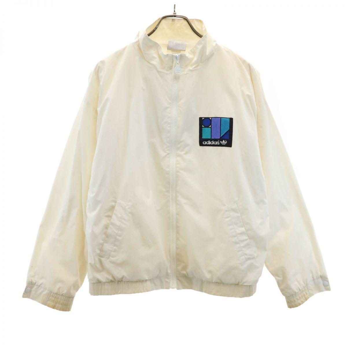 

adidas 80-х годов винтажная куртка на молнии с логотипом Trefoil и принтом на спине Белая система Мужская Б/У
