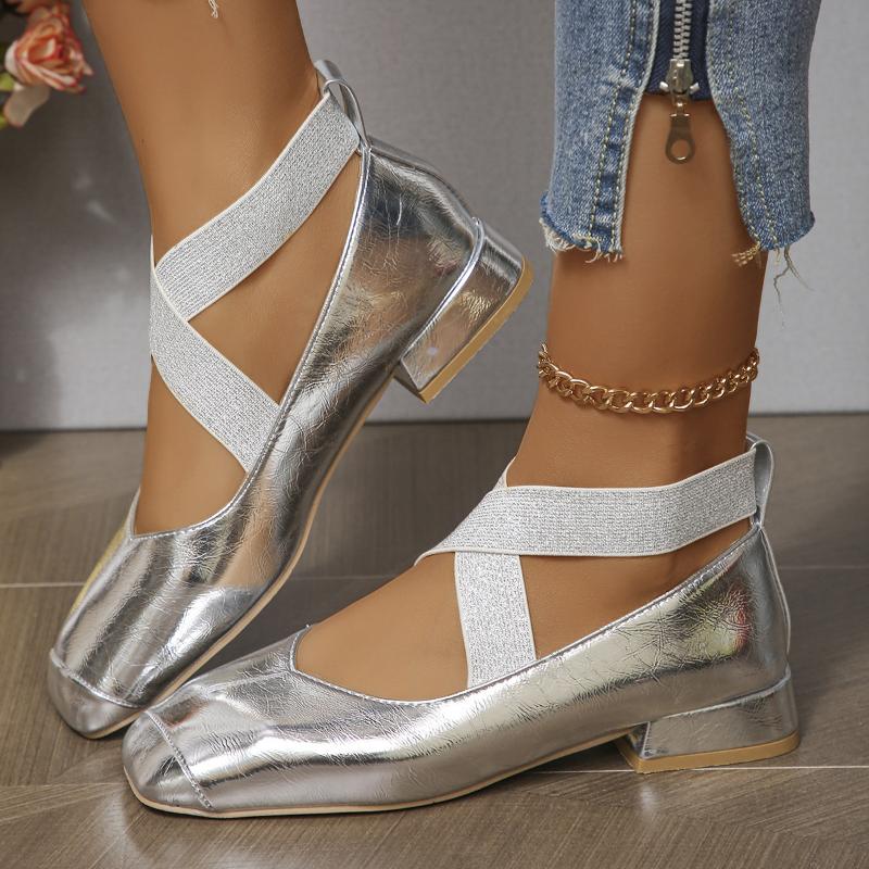 Women Flats Mary Jane Fashion Shallow Slip On Shoes Ladies Mary Jane Casual Single Shoes Soft Flat Square Heel Dress Ballerinas