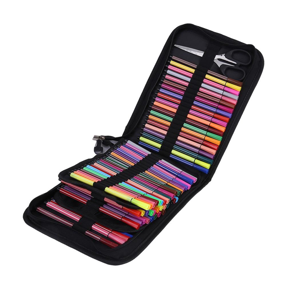 72/120 Slots Pencil Case Black Art Pencil Case Durable Pencil Case Organizer  Drawing