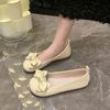 Gentle fairy wind soft-soled single shoes female summer new bow flat-soled beanie shoes comfortable shallow grandma shoes