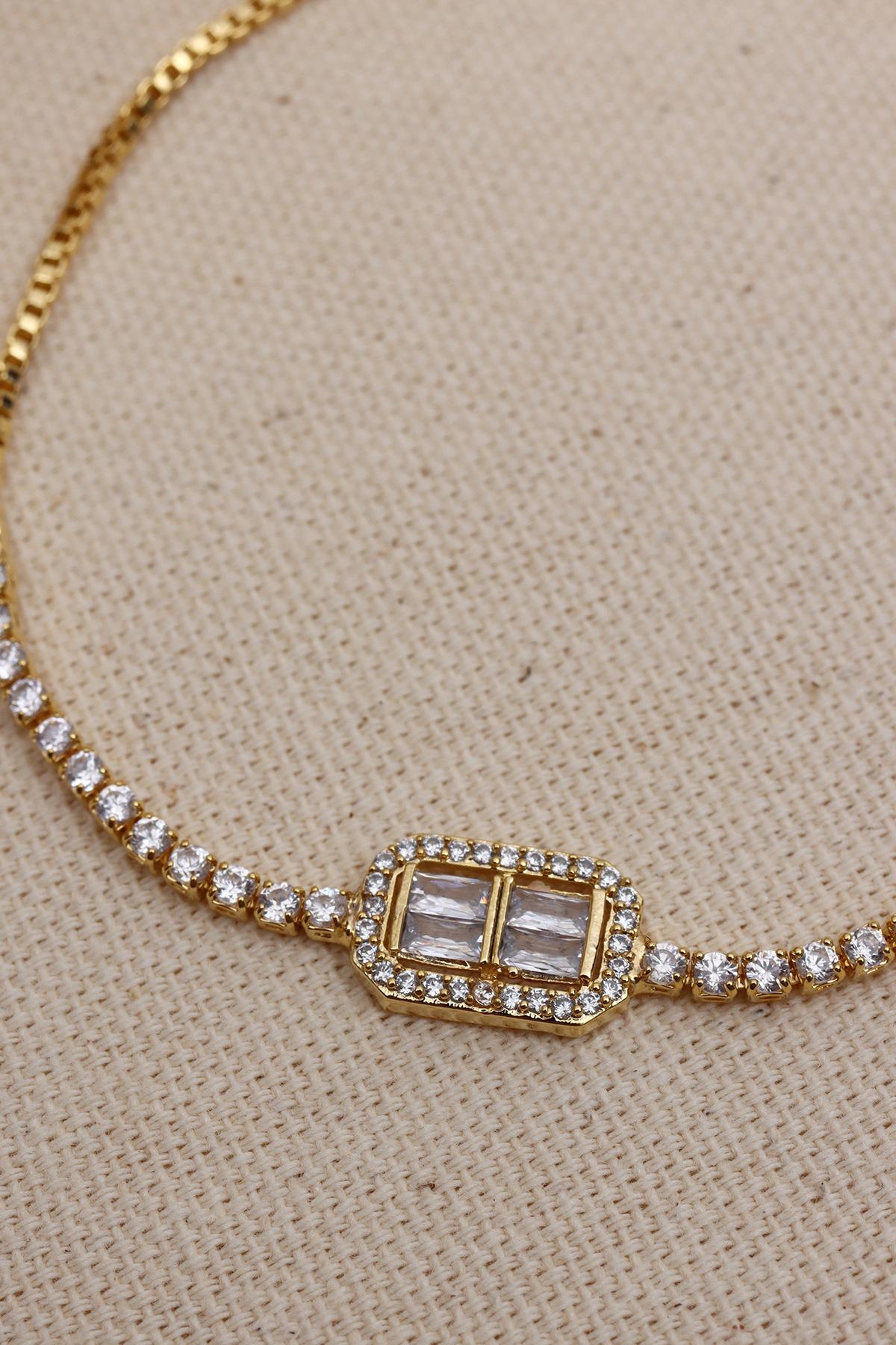 

Браслет Baguette Stone Elevator золотого цвета