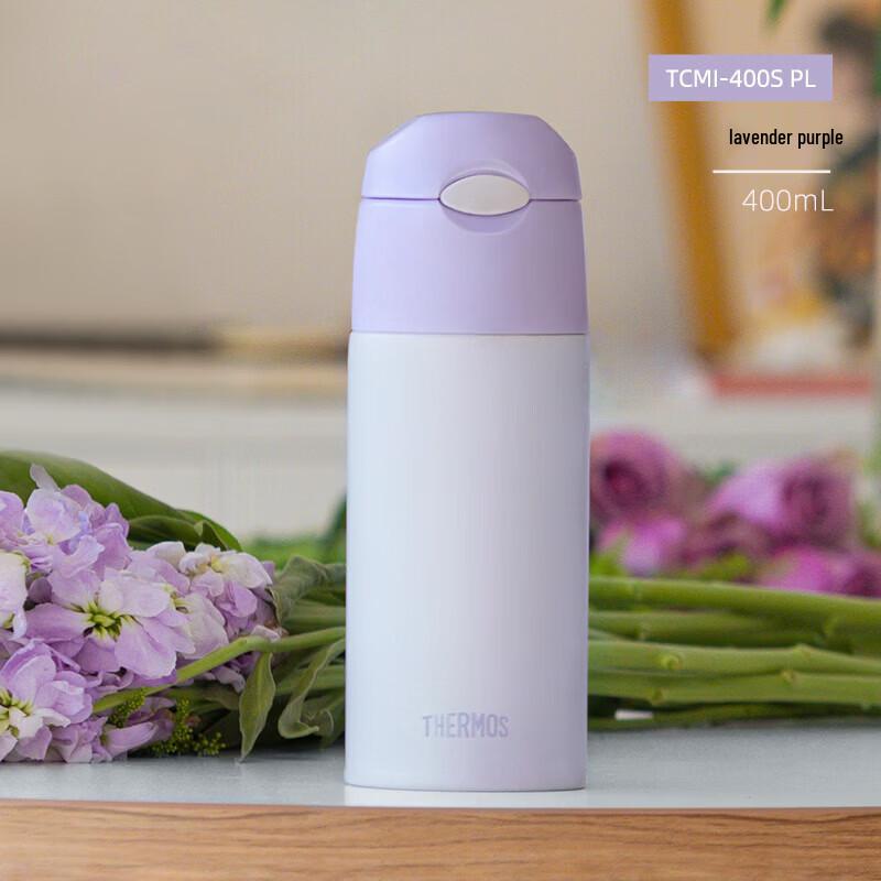THERMOS TCMI-400S 316 Stainless Steel Straw Insulated Bottle, 400ml лаванды фиолетового