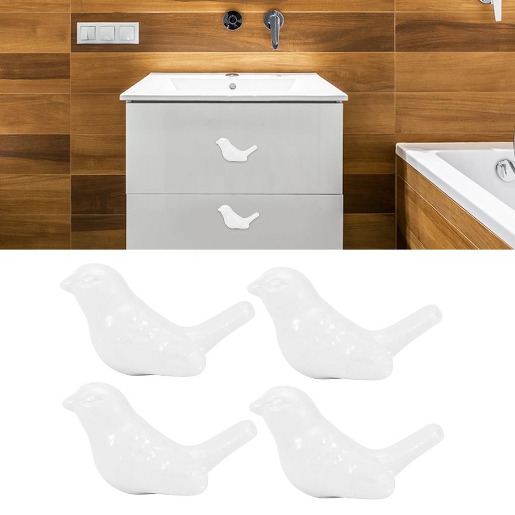 4 Set Bird Shape Ceramic Knobs DIY Door Drawer Cupboard Pull Handle Furniture Accessories