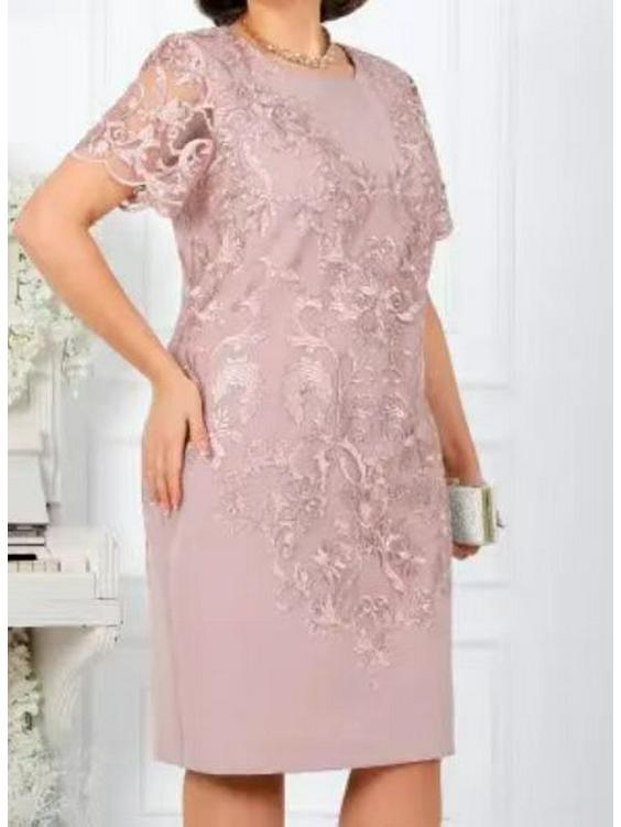 Lace Stitching Short Sleeve Two-Piece Evening Dress - Summer Fashion Trend
