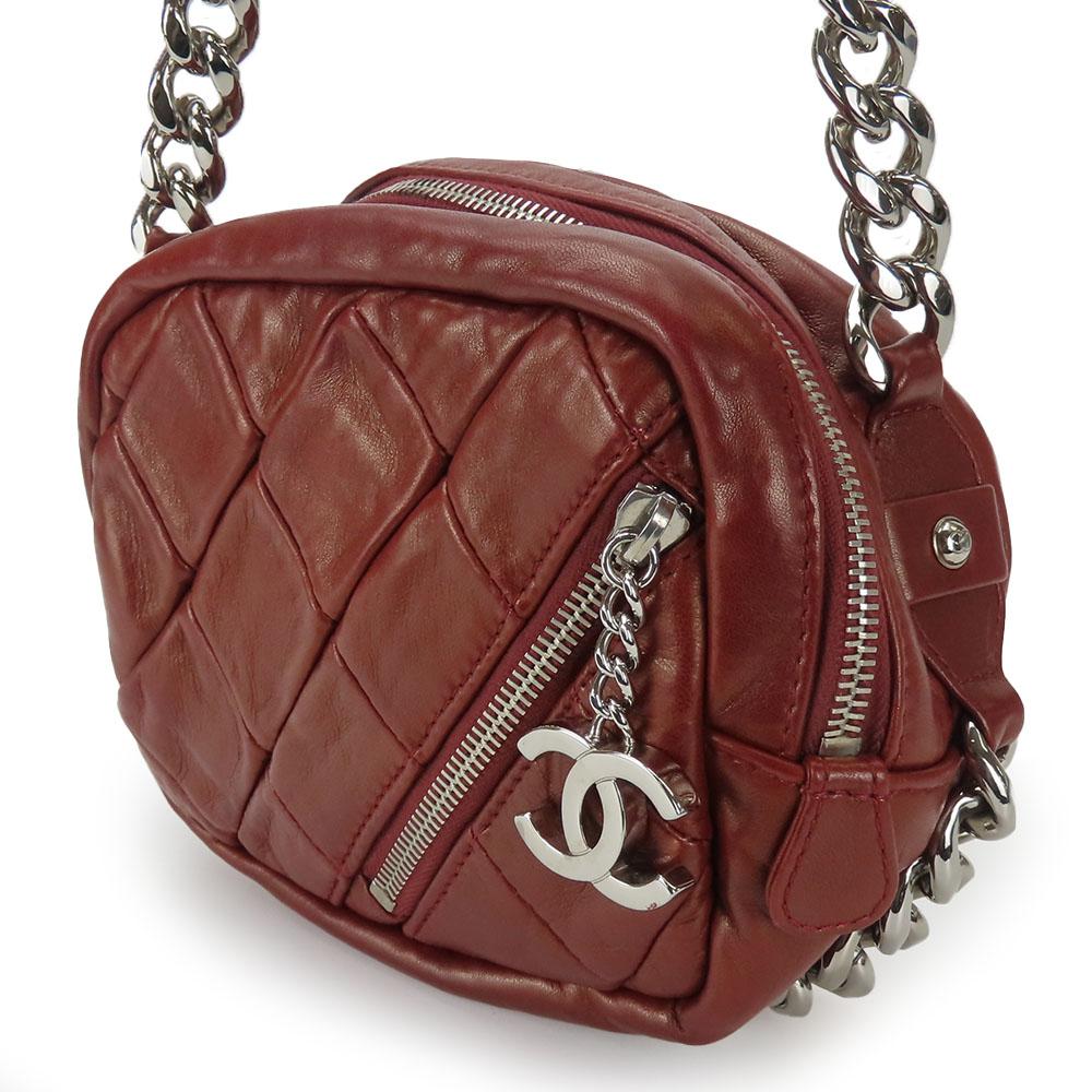 Used CHANEL Shoulder Bag Quilting COCO Mark Lambskin Bordeaux Chain Handbag