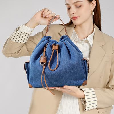 Niche Design Retro Denim Drawstring Single-shoulder Bag Large-capacity Fashionable Backpack