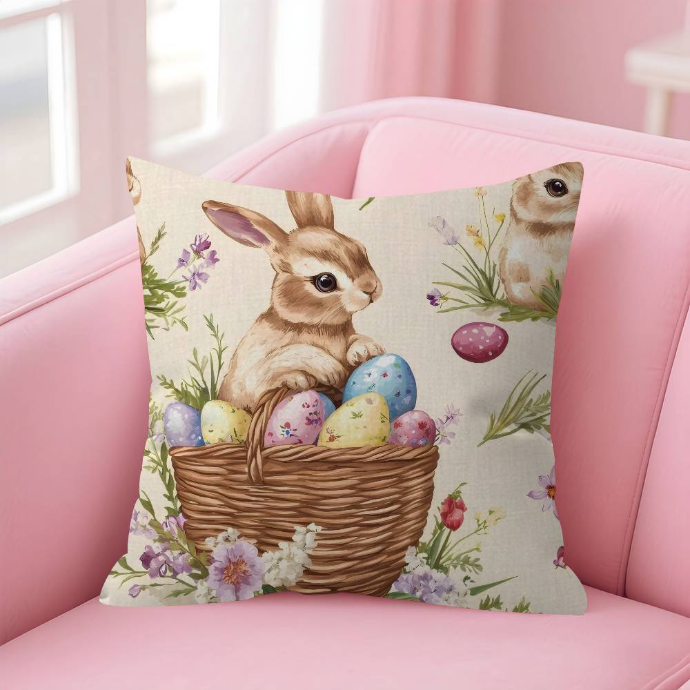 Cushion Cover Pillowcase Upholstery Sofa Throw Pillow Home Decor Pillowcas Easter Bunny Classic