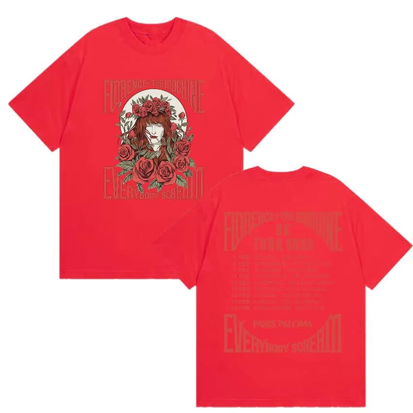 Florence The Machine Everybody Scream Tour 2026 Magliette Stampate Unisex Donna Moda Vintage Puro Cotone Maglietta Streetwear