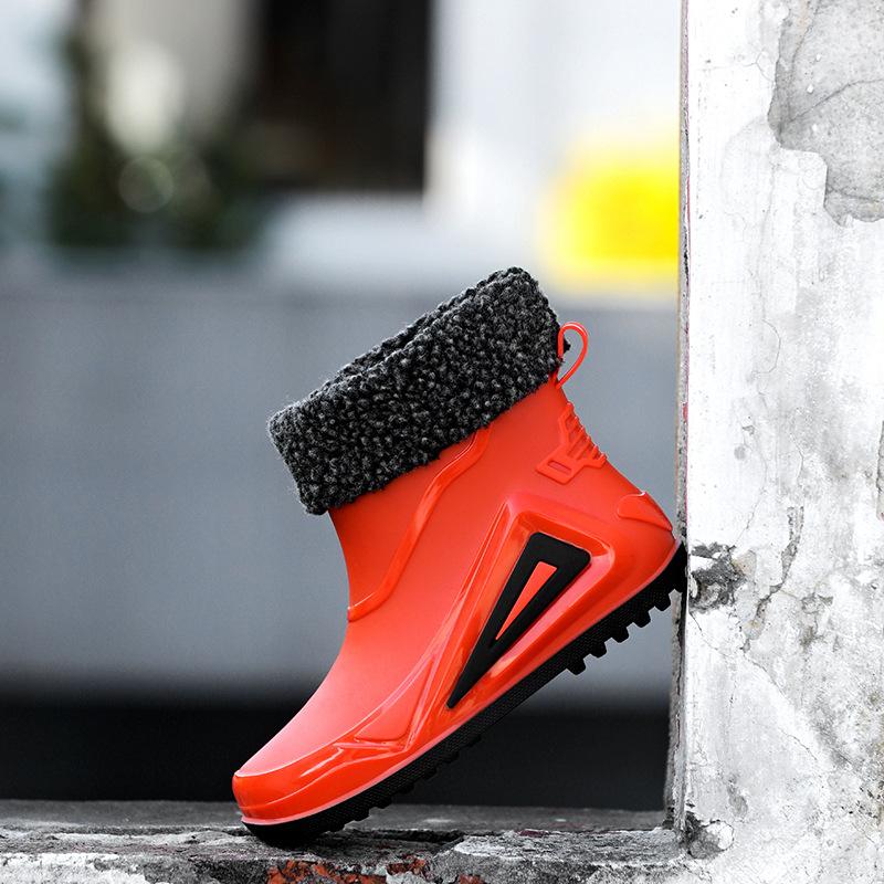 Mechanical wind and rain shoes men's summer waterproof and non-slip rain boots trendy medium tube thick-soled takeaway rider car wash