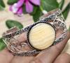 Huge Round Laguna Lace Calcite 925 Silver Plated Bangle 6.5" Most Beautiful K9I73