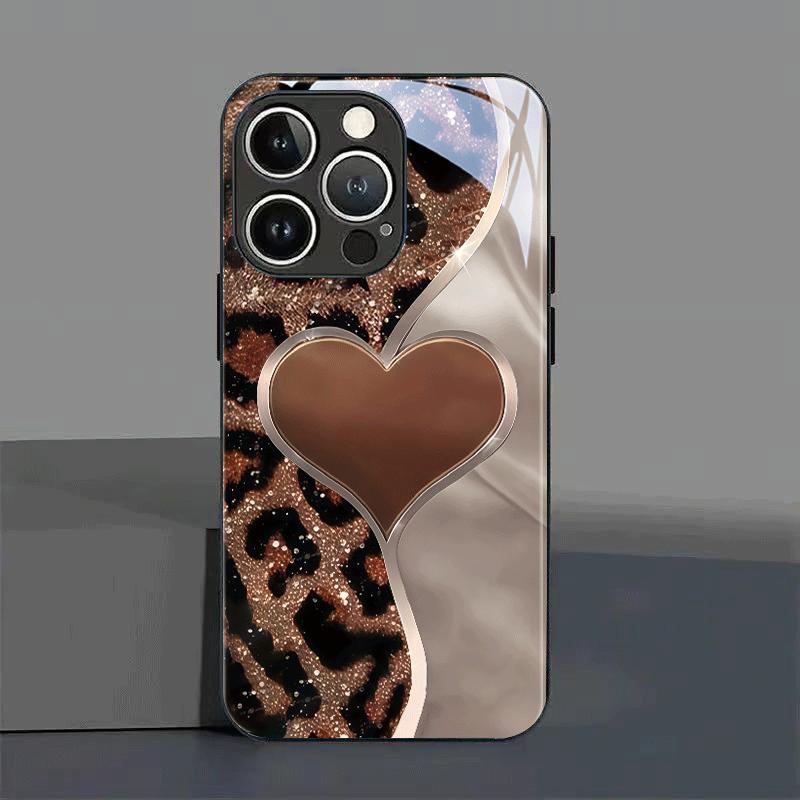 

Golden Flash Leopard Heart Shadow Phone Case is suitable for iPhone 17 16 15 14 13 12 11 Pro/Max/Plus anti drop and shockproof For iPhone 11PROMAX