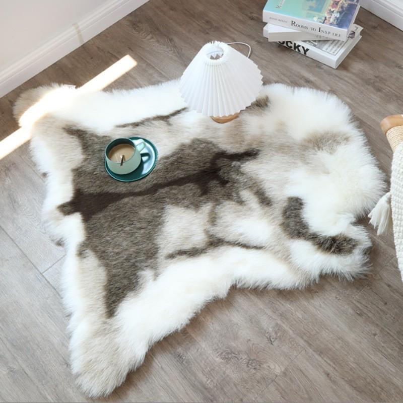 90x110cm Artificial Animal Fur Carpet Reindeer Blanket Luxury Fur Bedroom Bedside Carpet Living Room Sofa Chair Cushion Decor