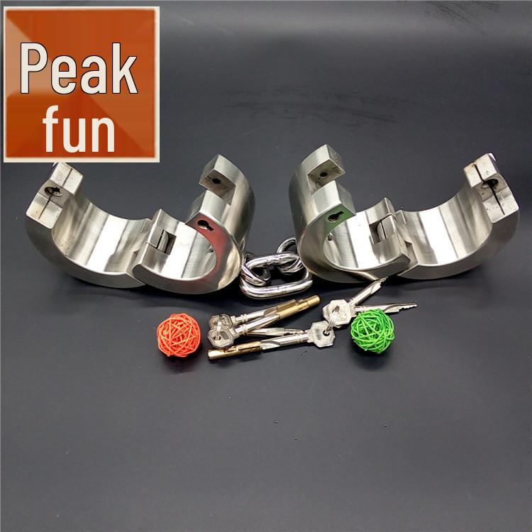 Stainless Steel Extra Heavy Locking Handcuffs, Foot Cuffs & Collar Set for Adult Use