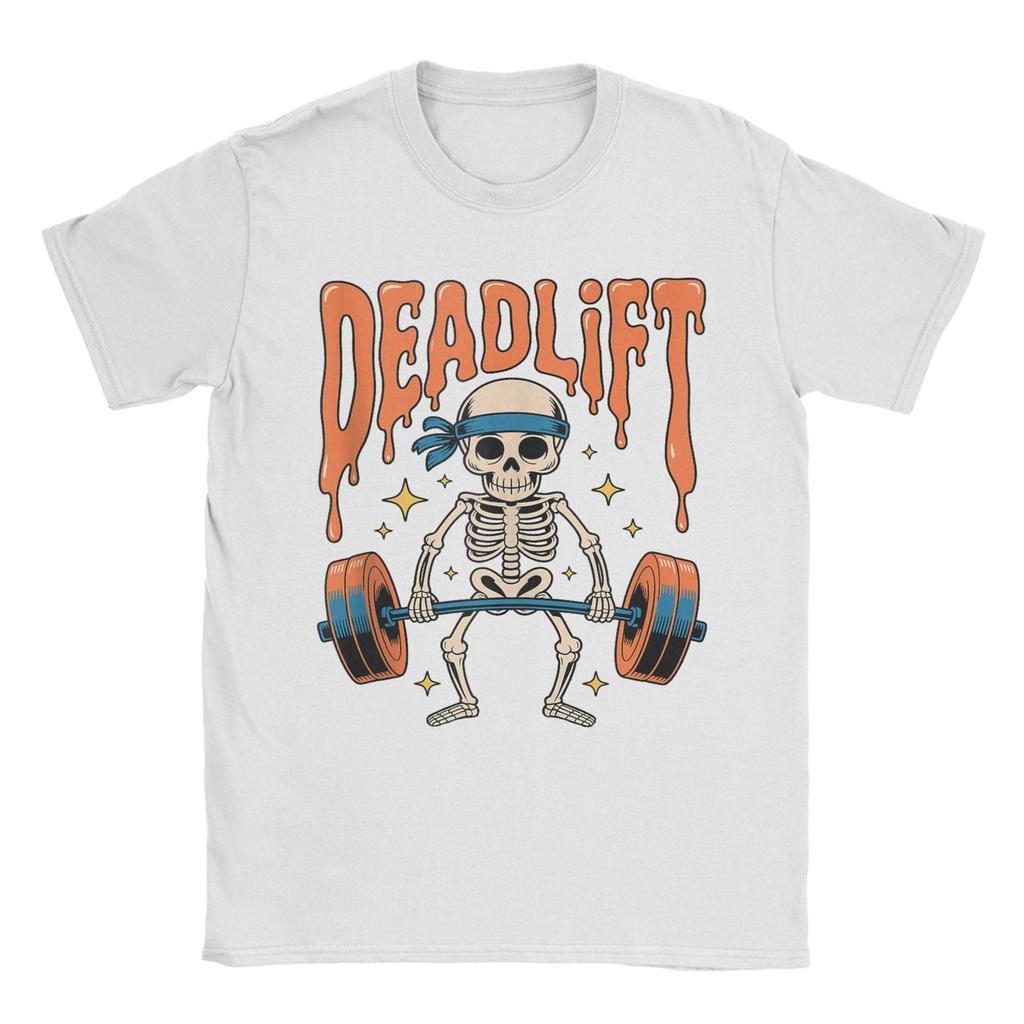 Streetwear T-Shirt Beach Funny Skeleton Deadlift Halloween Gym Workout Trendy T-Shirts Cotton Tshirt Man Y2K Retro Design Tops