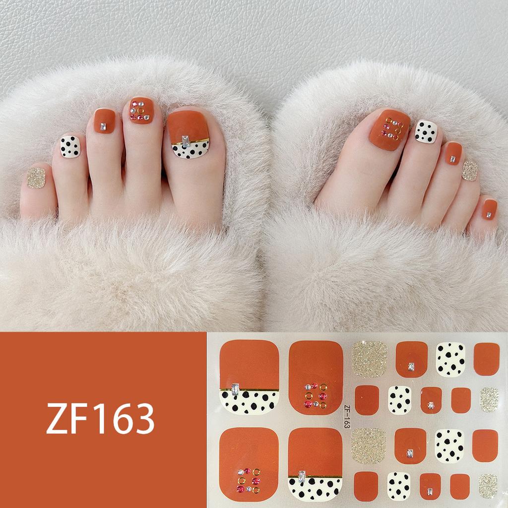 Waterproof Long Lasting ZF 3D Faux Rhinestone Stereo Pattern Full Cover Finished Toe Nail Stickers, Skin Brightening Toenail Decals