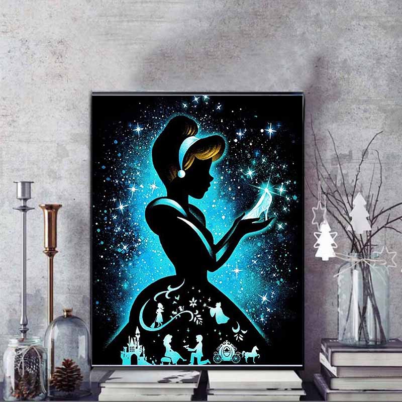Disney Diamond Painting Cinderella Magical Silhouette Themed Decorative Painting Mosaic Handicraft Hobby DIY Gift Home Decoration Embroidery