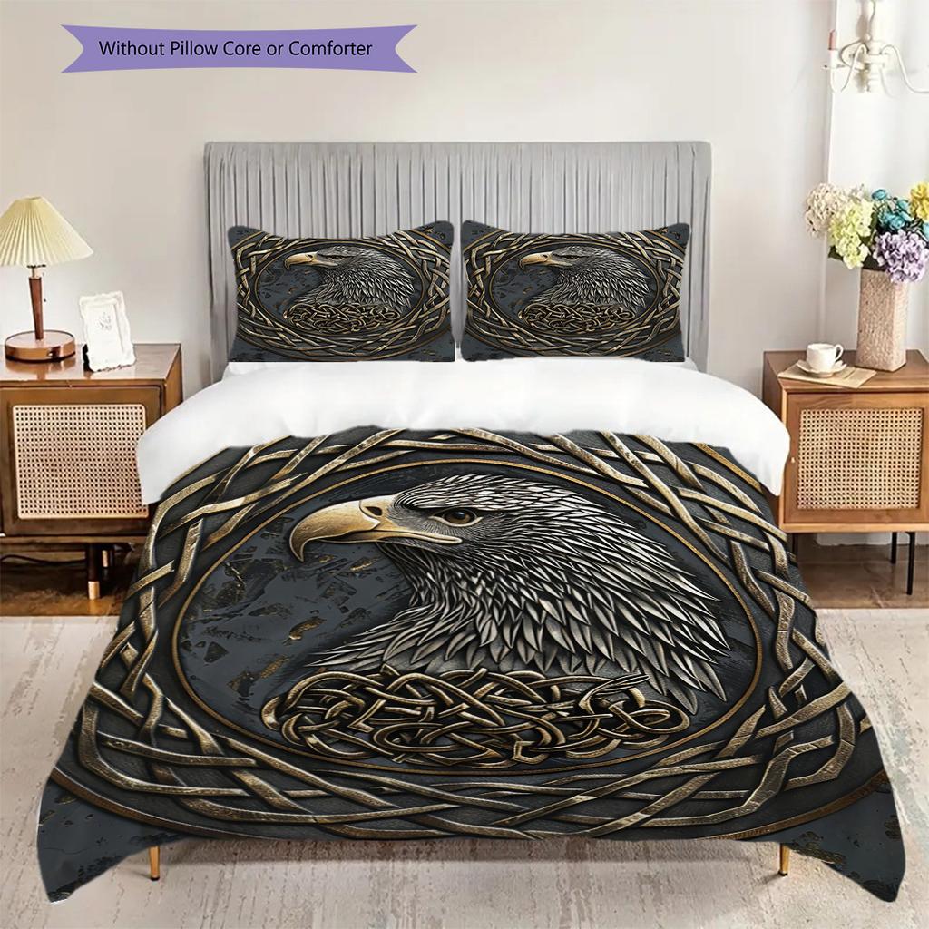 Eagle Pattern Bedding Quilt Set Quilt Cover Pillowcase Home Decoration Birthday Gift (1 * duvet cover + 2 * pillowcase, without core)