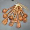 Wooden Spoons for Cooking,10 Pcs Natural Teak Wooden Kitchen Utensils Set Wooden Utensils for Cooking Wooden Cooking Utensils Wooden Spatulas for