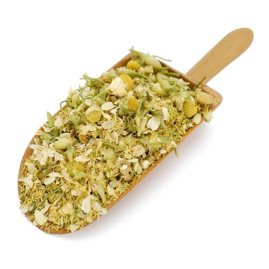 Ceai de flori de mușețel Octavius pentru somn - 50 g || INFUZOR DE CEAI GRATUIT (MINGE) || Ceai Herbal 100% Natural cu Frunze Întregi | Fără Cafeină | Somn Bun| Borcan 50 g