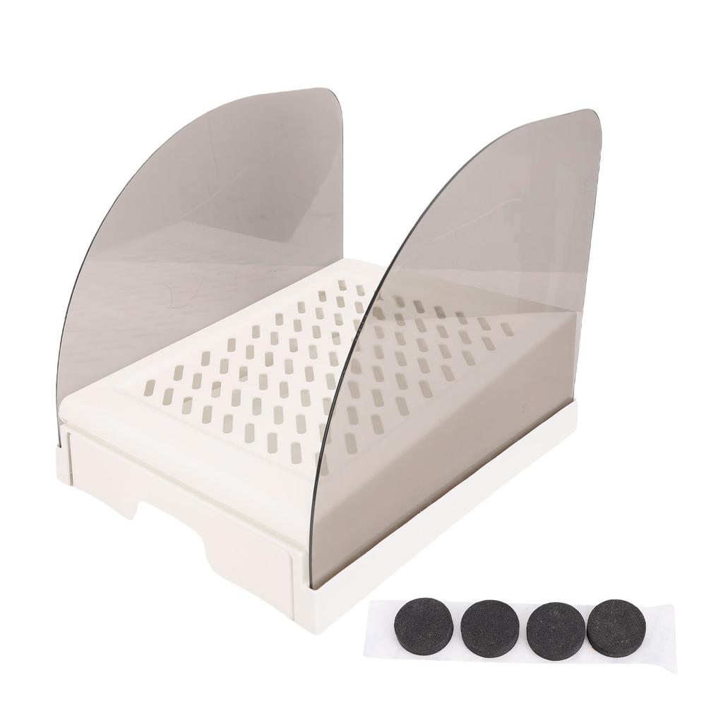 Cat Litter Box Ramp with Drawer Baffles Plastic Adjustable Height Anti Slip Elevated Litter Box Step Stool for Home