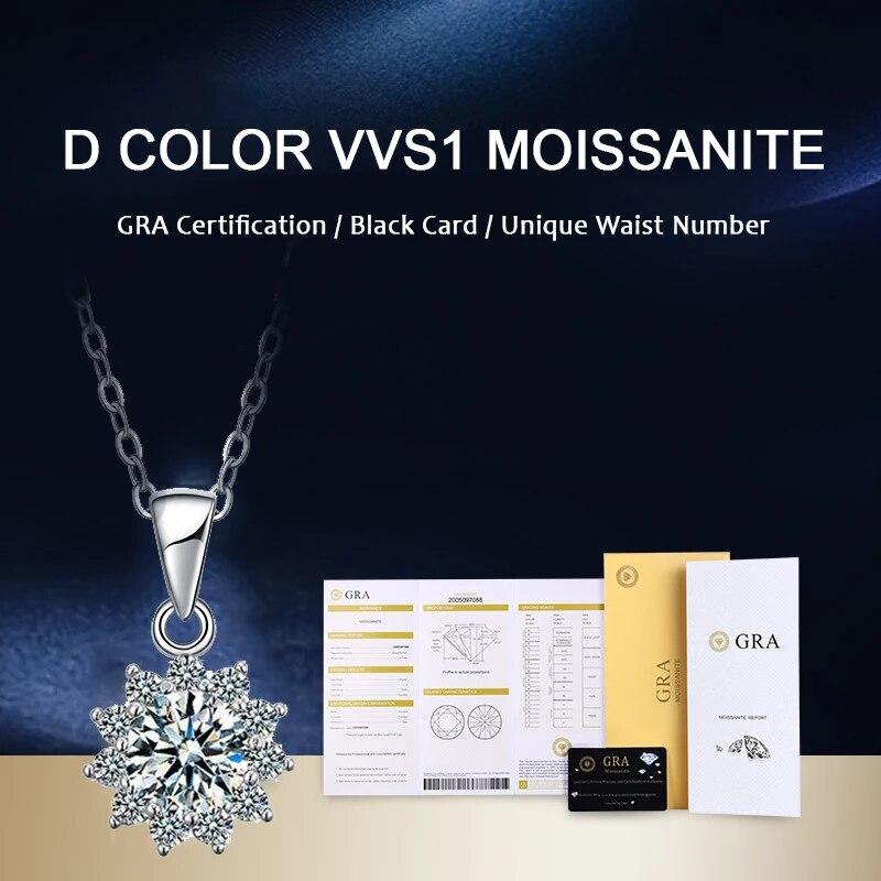 D Farbe 1ct 2ct Moissanit Sterling Silber Halskette 14K Weißgold vergoldet GRA VVS1 Moissanit Halsketten Schmuck für Frauen Mädchen
