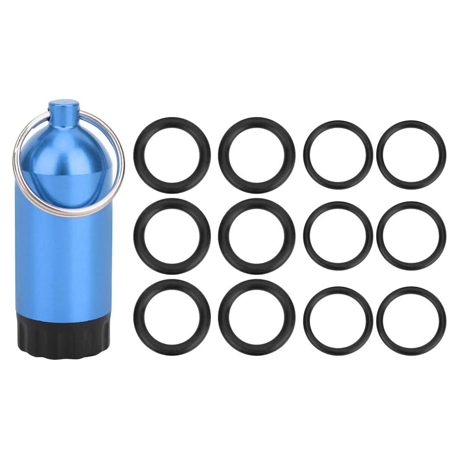 

Маленькая цилиндрическая бутылка для хранения с 12 уплотнительными кольцами, уплотнительное кольцо клапана баллона для дайвинга, бак баллона для дайвинга из алюминиевого сплава синий