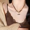 Retro Tiger Eye Stainless Steel Necklace - Light Luxury, Versatile Clavicle Chain Jewelry