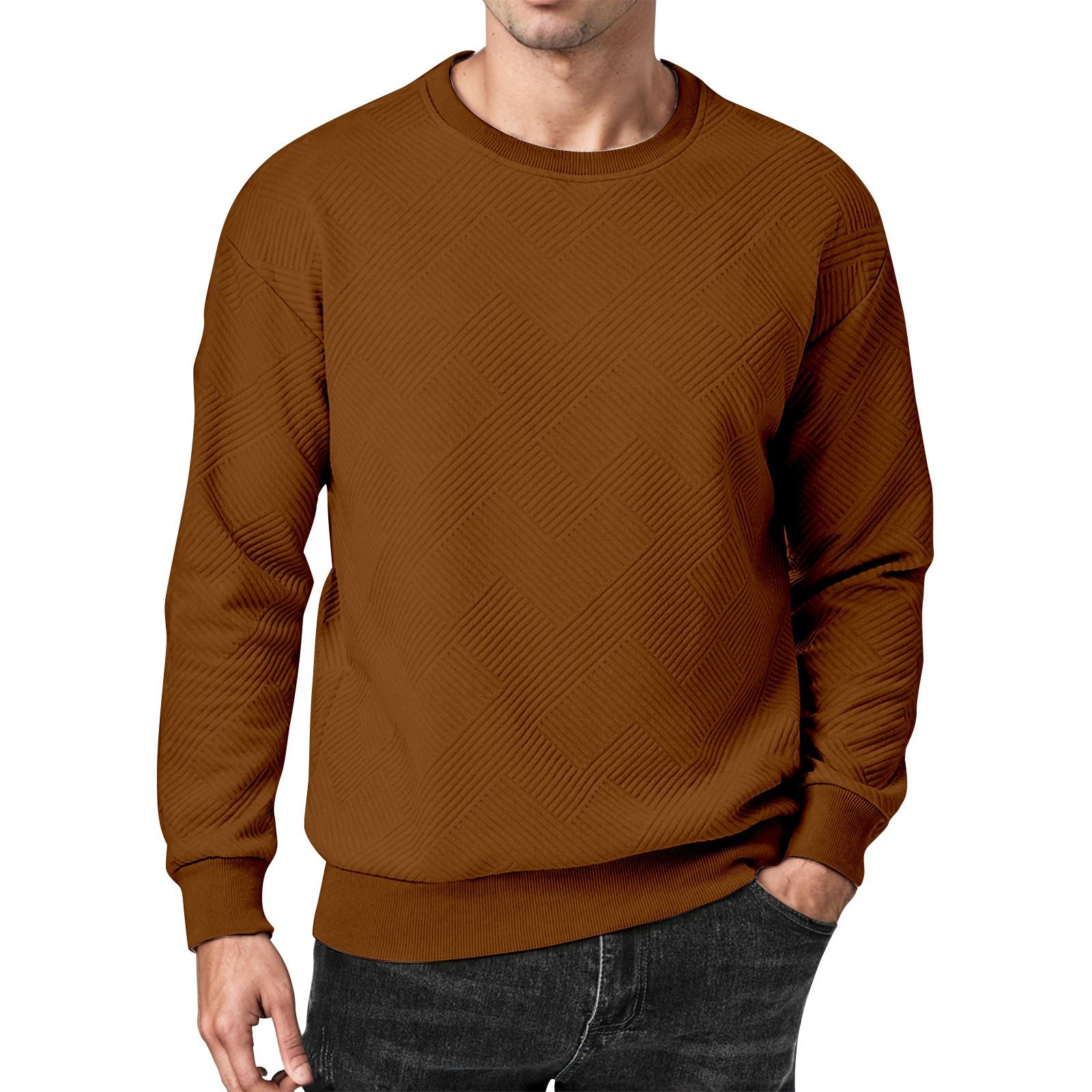 

Men s Crepe Neck Sweatshirt Casual Long Sleeve Geometric Texture Sweatshirt Fashion Pullover L