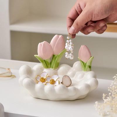 Household Items Practical Ceramic Tulip Storage Box Valentine's Day Surprise Gift Living Room Ornament Decoration