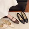 French Retro Single Shoes Women's 2025 Spring and Autumn New Low-heeled Square Head Shallow Mouth One-word Buckle with Shallow Mouth Mary Jane Shoes