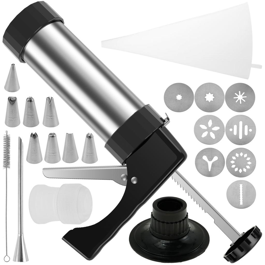 Churro Maker Machine Cookie Press Gun Kit Stainless Steel Cake Cream Decorating Gun Set DIY Biscuit Pastry Piping Nozzle Tools