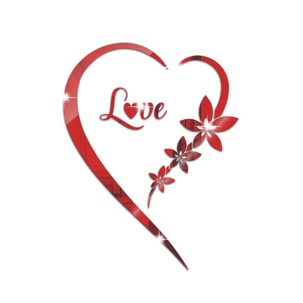 LOVE Heart Mirror Wall Stickers Self Adhesive DIY Acrylic Mirror Stickers for TV Background Bedroom Wall Art Home Decoration