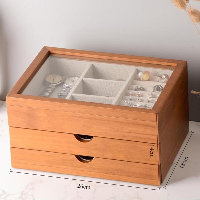 

Modern Jewelry Organizer Box Necklace Jewellery Storage Boxes Three Layers Jewelry Display Case Household Rings Displays Cases