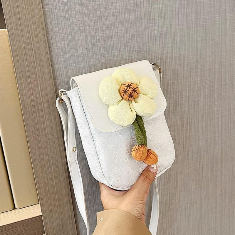 Girl Flower Small Bag Women's Summer New Trendy Casual Messenger Bag Fashion Shoulder Bag Small Square Bag