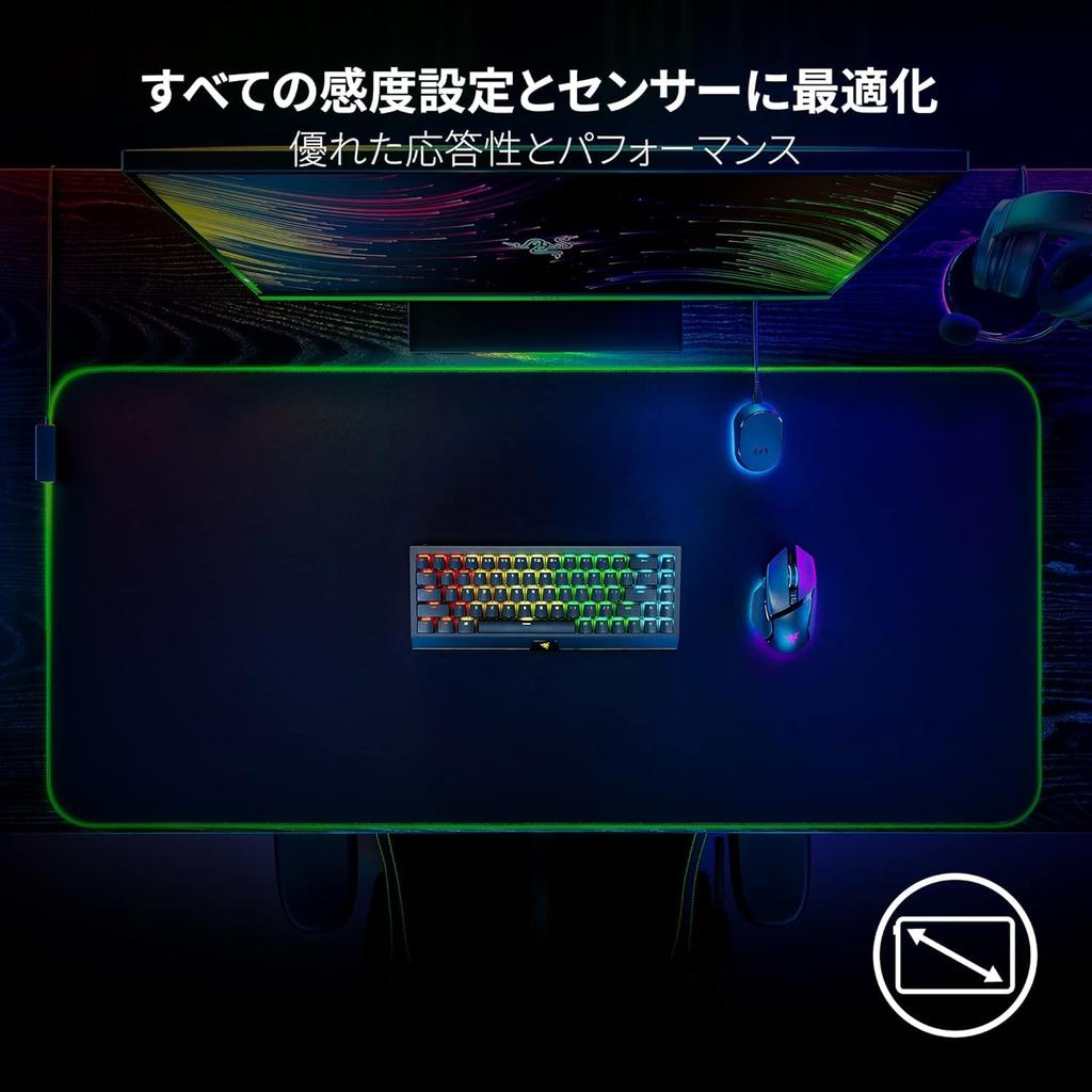 Gaming Customizable Chroma RGB Balanced Speed and Rubber Synapse 3 1200mm X 550mm X Goliathus Chroma 3XL Black Mousepad, Lighting, Control,