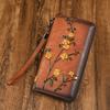 Head Layer Cowhide Long Women's Wallet Retro Embossed Handbag with High-end Feel