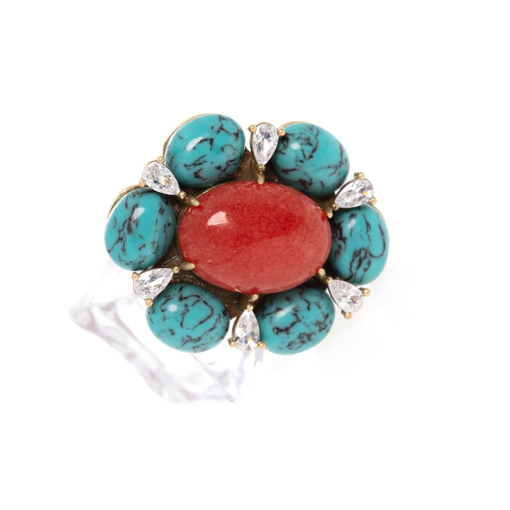 Copper Alloy Silver Needle Lucky Clover Turquoise Stud Earrings Fashion Versatile Earrings Jewelry, Women